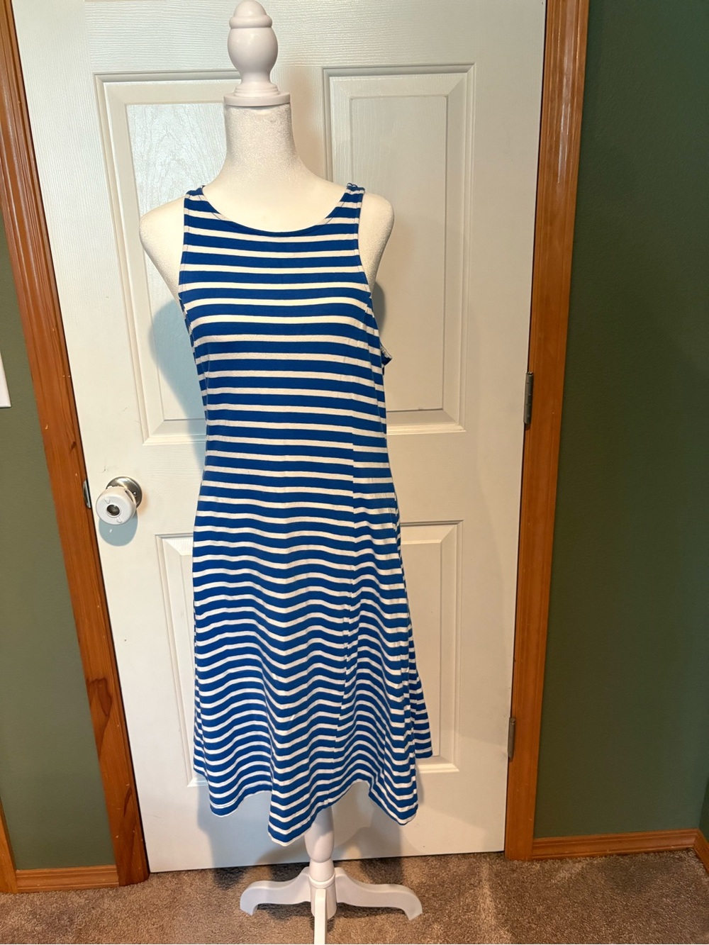 Old Navy Blue and White Striped Midi Dress
